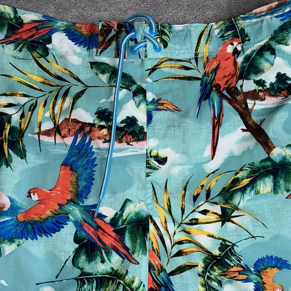 George At‎ The Knee Swim Trunks Mens Size XL (40-42) Multicolored Floral Parrot